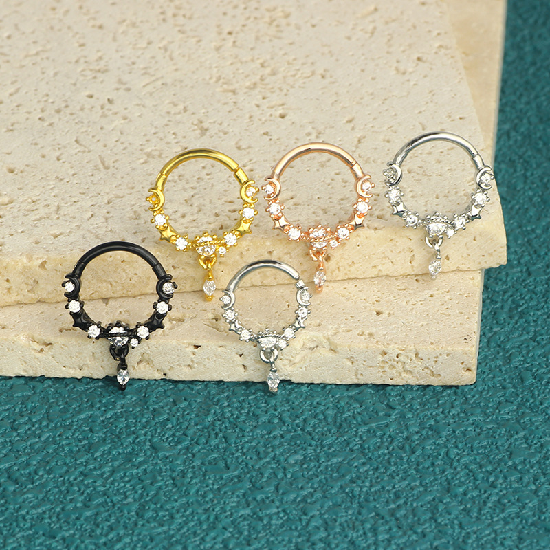 Stainless Steel Star Moon Nose Ring Septum Ring Nose Stud Piercing Jewelry - Image 5