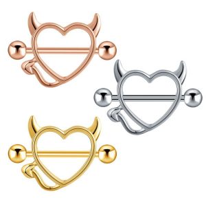 2022 Horn Monster Heart Breast Ring Stainless Steel Milk Ornaments Wholesale Fun Body Piercing Jewelry