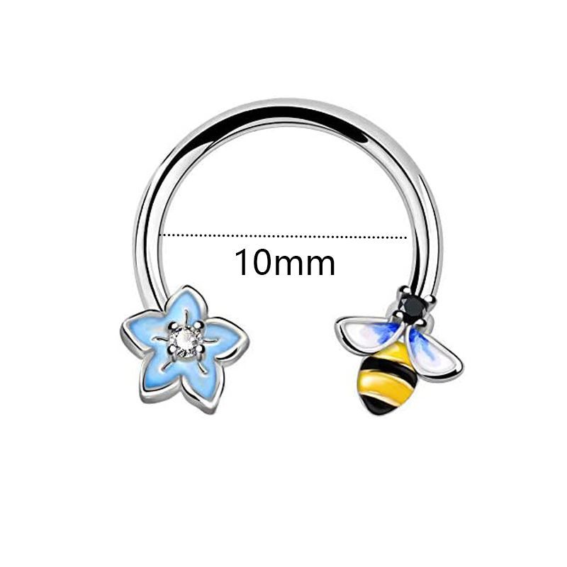 Horseshoe Nose Ring 10mm 316L Surgical Steel Bee Motif Septum Ring Body Piercing Jewelry - Image 4