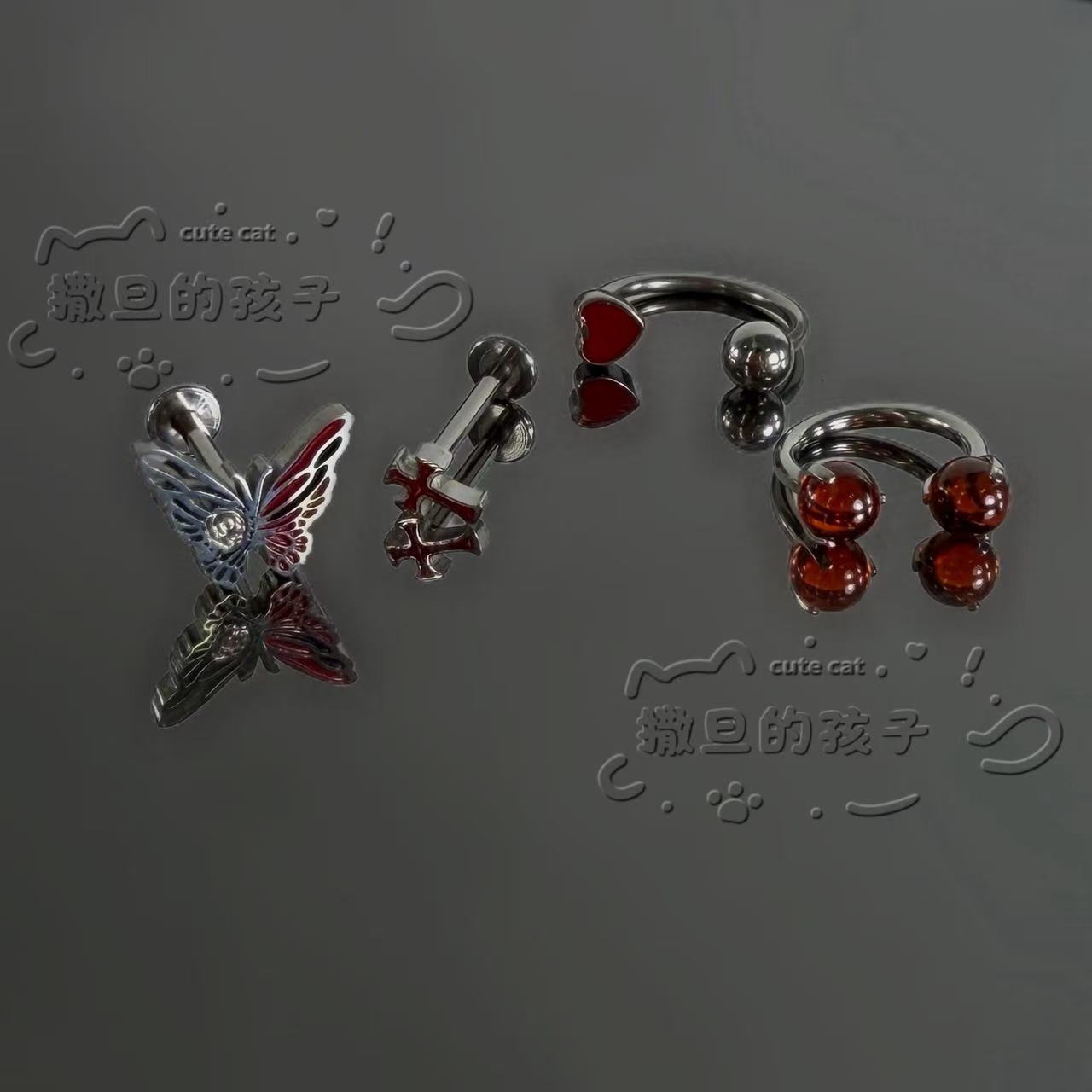 Satan's Child Butterfly Lip Ring - 316L Surgical Steel Labret Stud, Sweet and Cool Ear Cartilage Jewelry - Image 4
