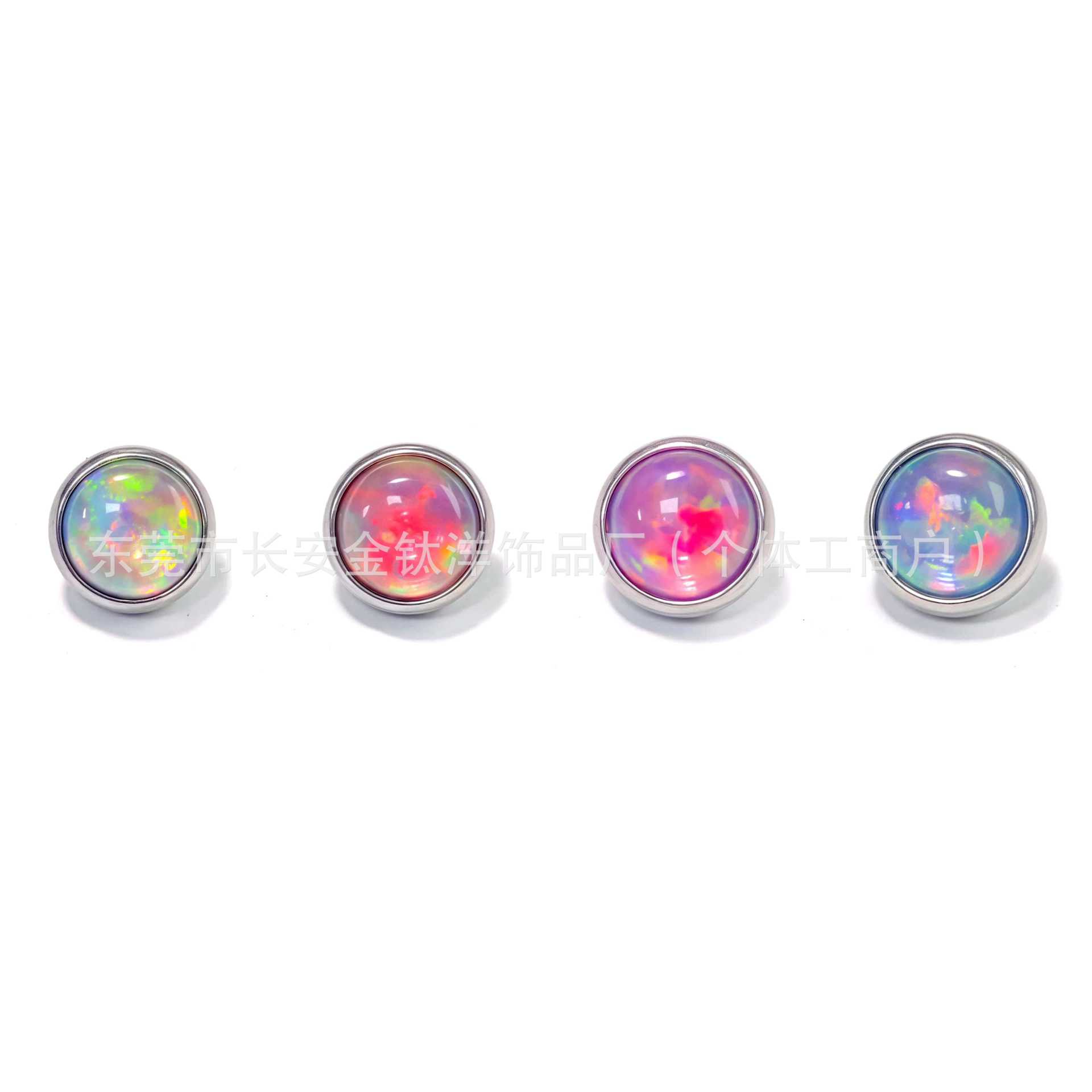 F136 Titanium Flat Back Opal Earrings Labret Stud Lip Nose Tongue Piercing Jewelry G23 Titanium Alloy - Image 3