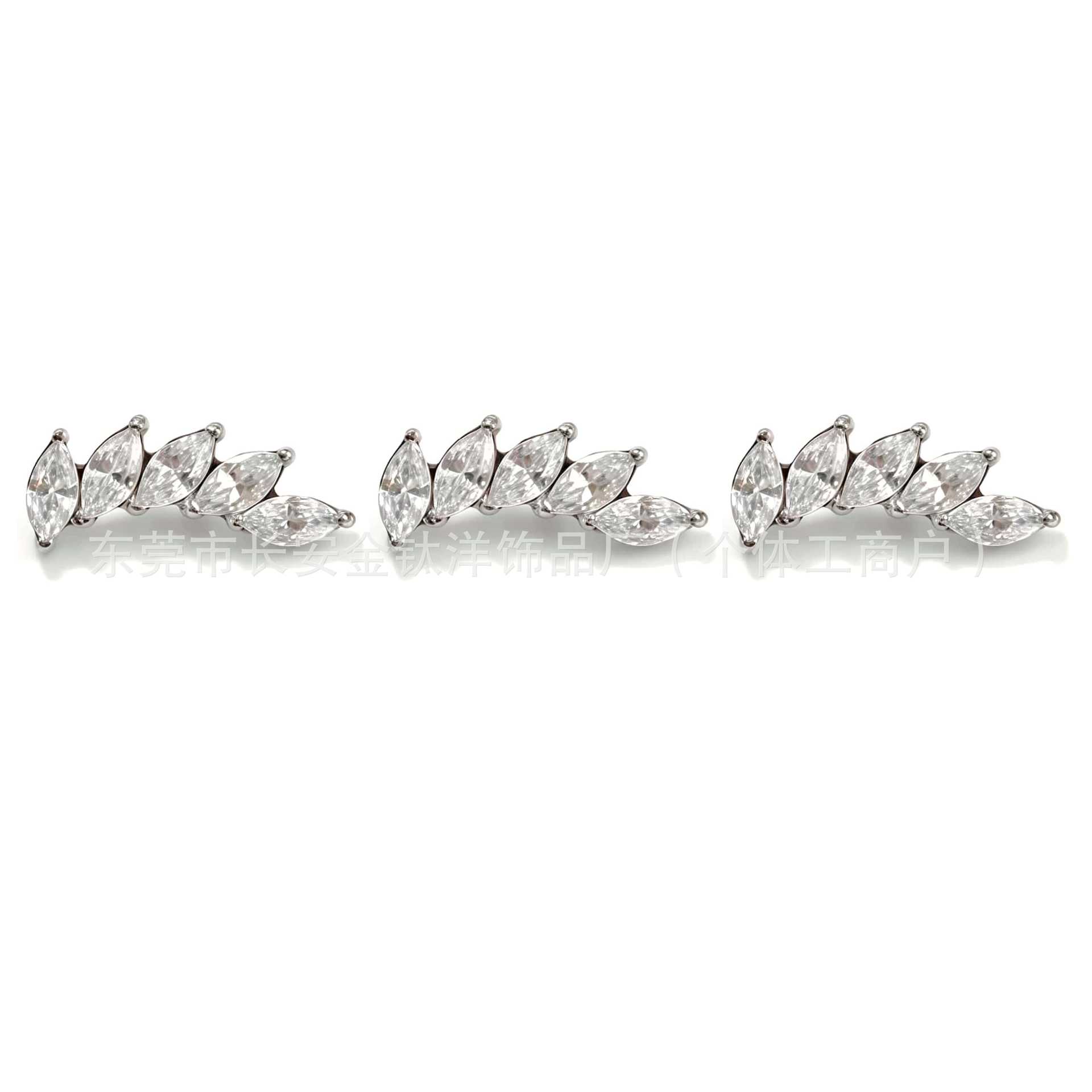 F136 Titanium Beveled Marquise Five-Leaf Bezel-Set 5A Zircon Ear Cartilage Stud Earring Body Piercing Jewelry - Image 2