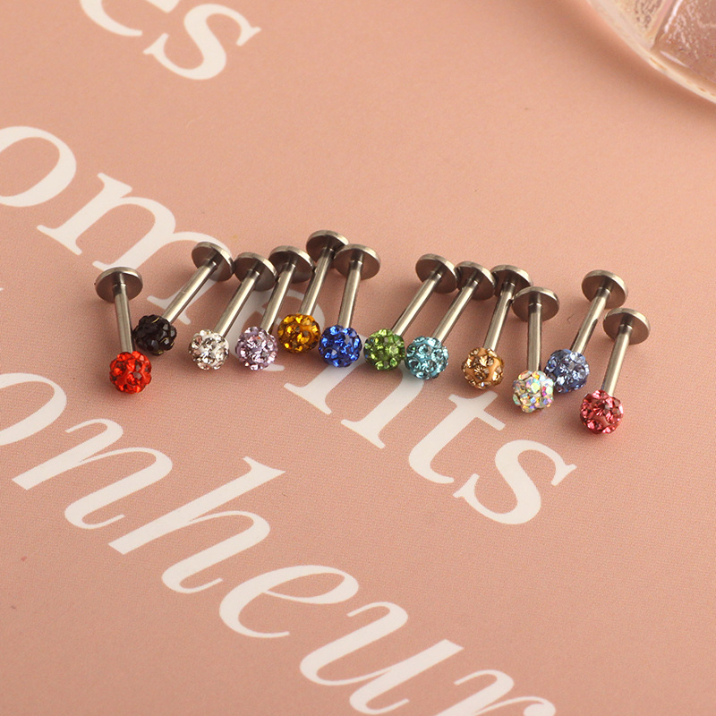 G23 Titanium Lip Stud 8mm Ball Flat Bottom Rod Earrings Body Piercing Jewelry - Image 4
