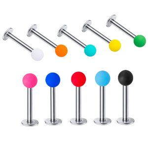 Leaf Shape Stainless Steel Body Piercing Multi-Use Ring for Lip, Eyebrow, Nose - Mixed Colors, Acrylic & Steel