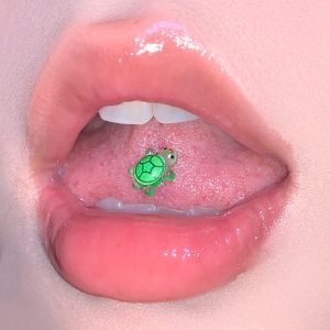 Luminous Little Turtle Tongue Barbell 316L Surgical Steel Drinkable Resin Cartoon Animal Cute Tongue Ring Piercing Jewelry Wholesale