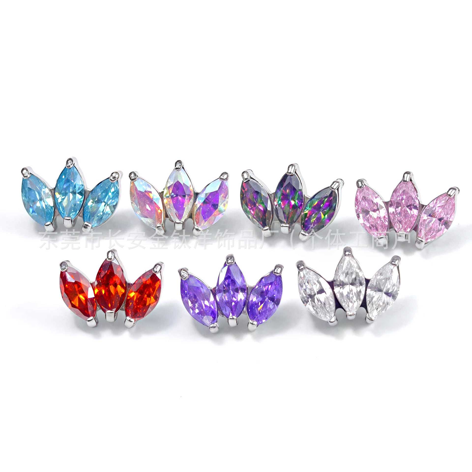 F136 Titanium Marquise Bezel 5A Zircon Lip Nail Nose Nail Ear Bone Nail G23 Titanium Alloy Body Piercing Jewelry in Stock - Image 5