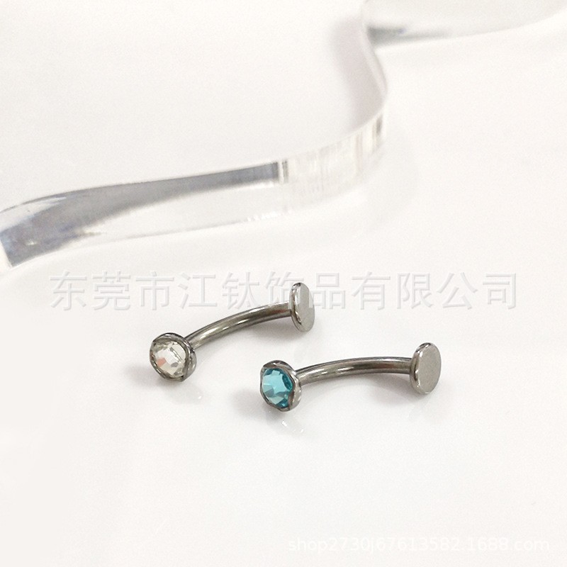 F136 Titanium Navel Ring Water Corrugated Design with Czech Diamond - G23 Titanium Alloy Body Piercing Suspension Belly Ring - Image 2