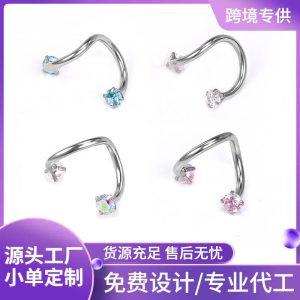 Personalized Round Zircon Stainless Steel Ear Clip for Women - Geometric Exotic Ear Clip Without Ear Holes