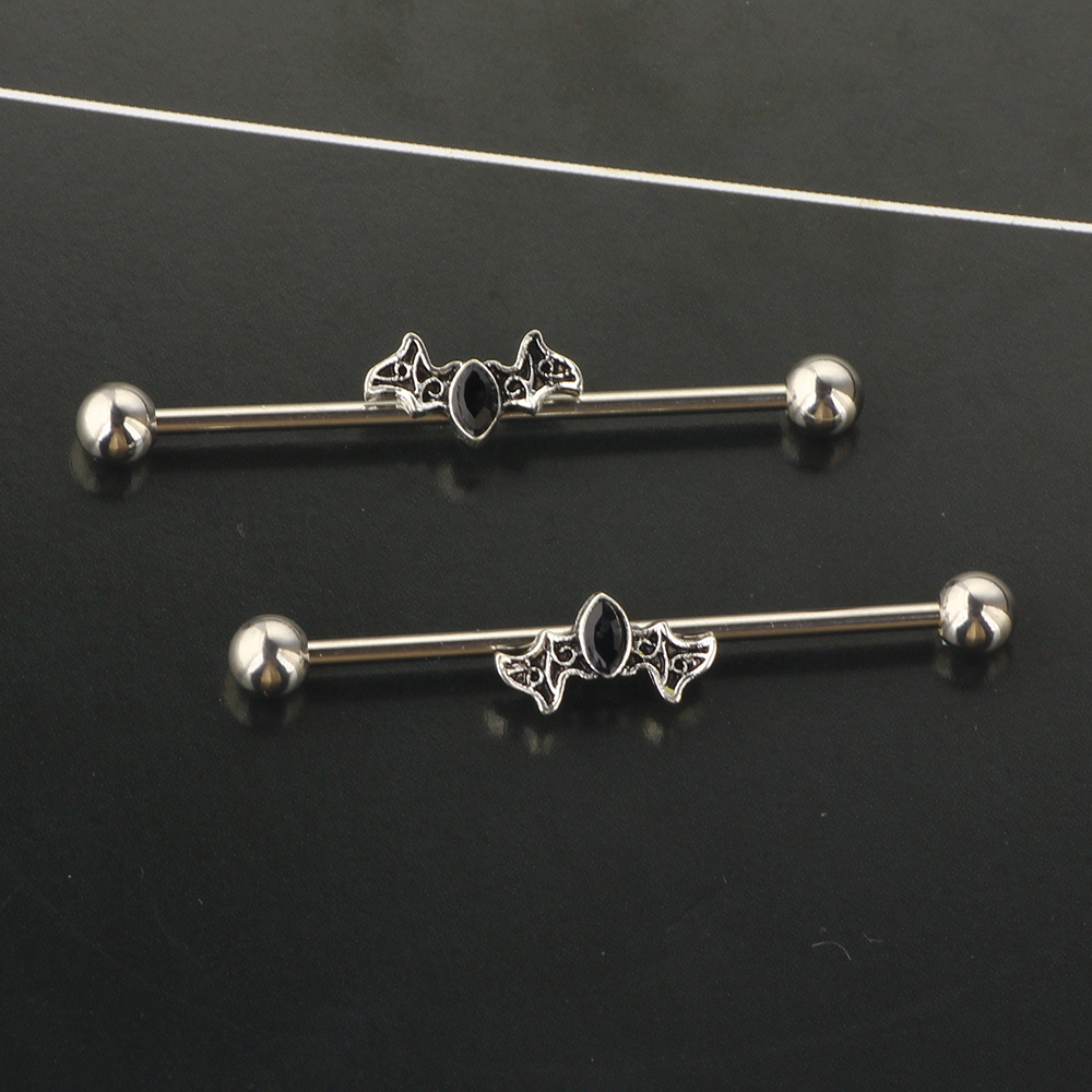 Bat Diamond Long Rod Ear Studs Industrial Bridge Barbell Body Piercing Jewelry 316L Surgical Steel - Image 5