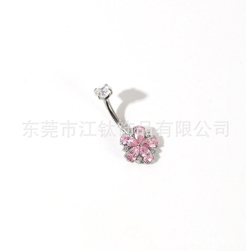 Sunflower Titanium Belly Button Ring with 5A Zircon G23 ASTM F136 Belly Piercing Jewelry - Image 5