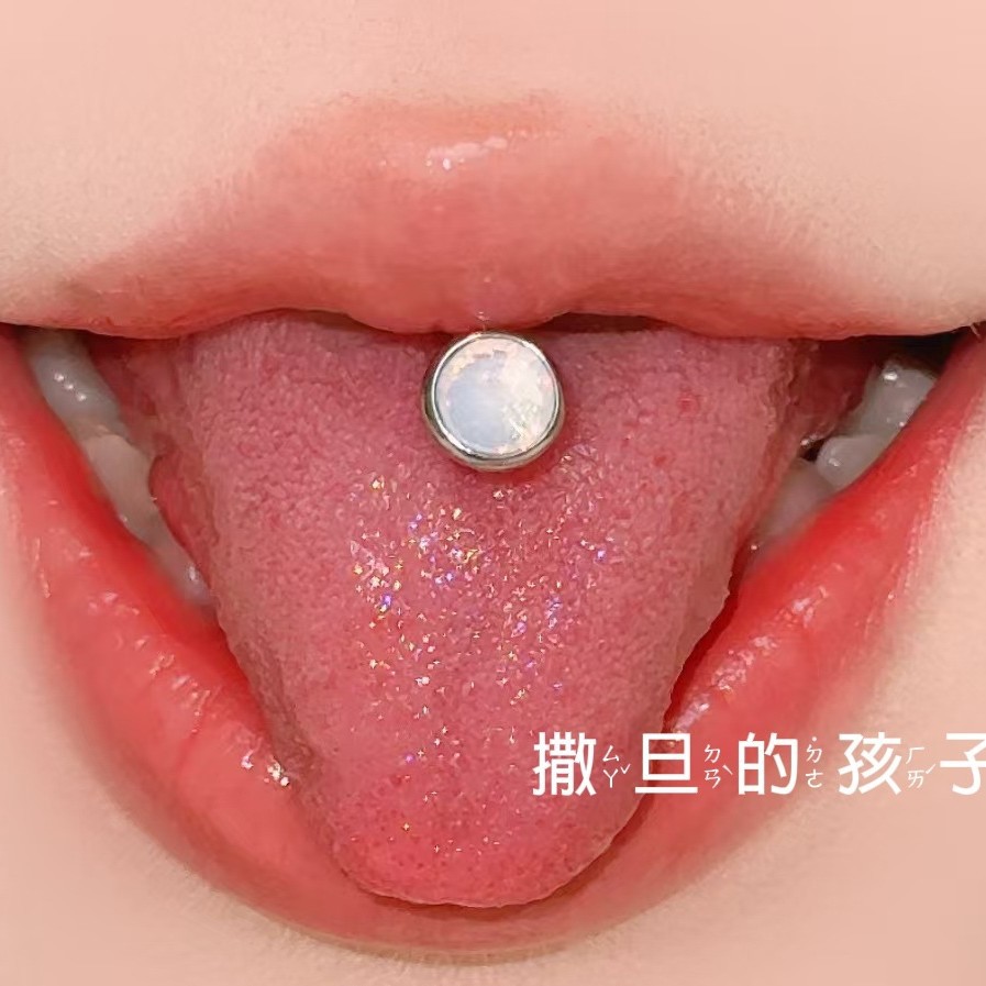 Satan's Child Vast Firmament Clear Tongue Nail Drink Glow CZ Tongue Barbell Tongue Piercing Jewelry - Image 5