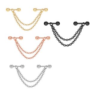 Amazon Explosion Chain Ear Bone Nail Sexy European and American Stainless Steel Puncture Ear Bone Needle Ear Accessories CARTILAGE Star Shape Rose Gold