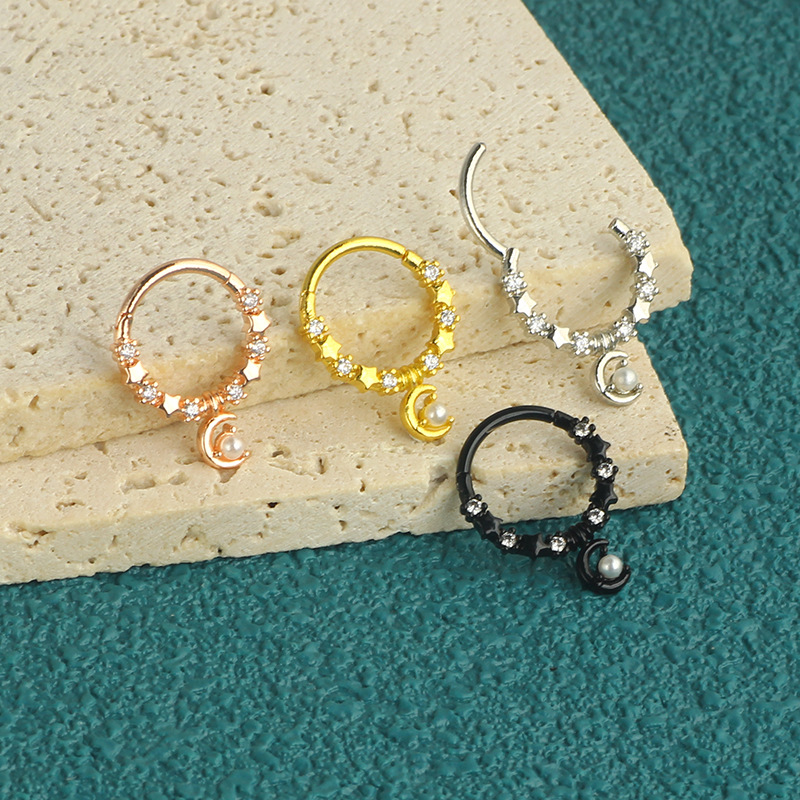 316L Stainless Steel Star Nose Ring with CZ, Rose Gold Nose Stud Ear Bone Ring Jewelry - Image 5