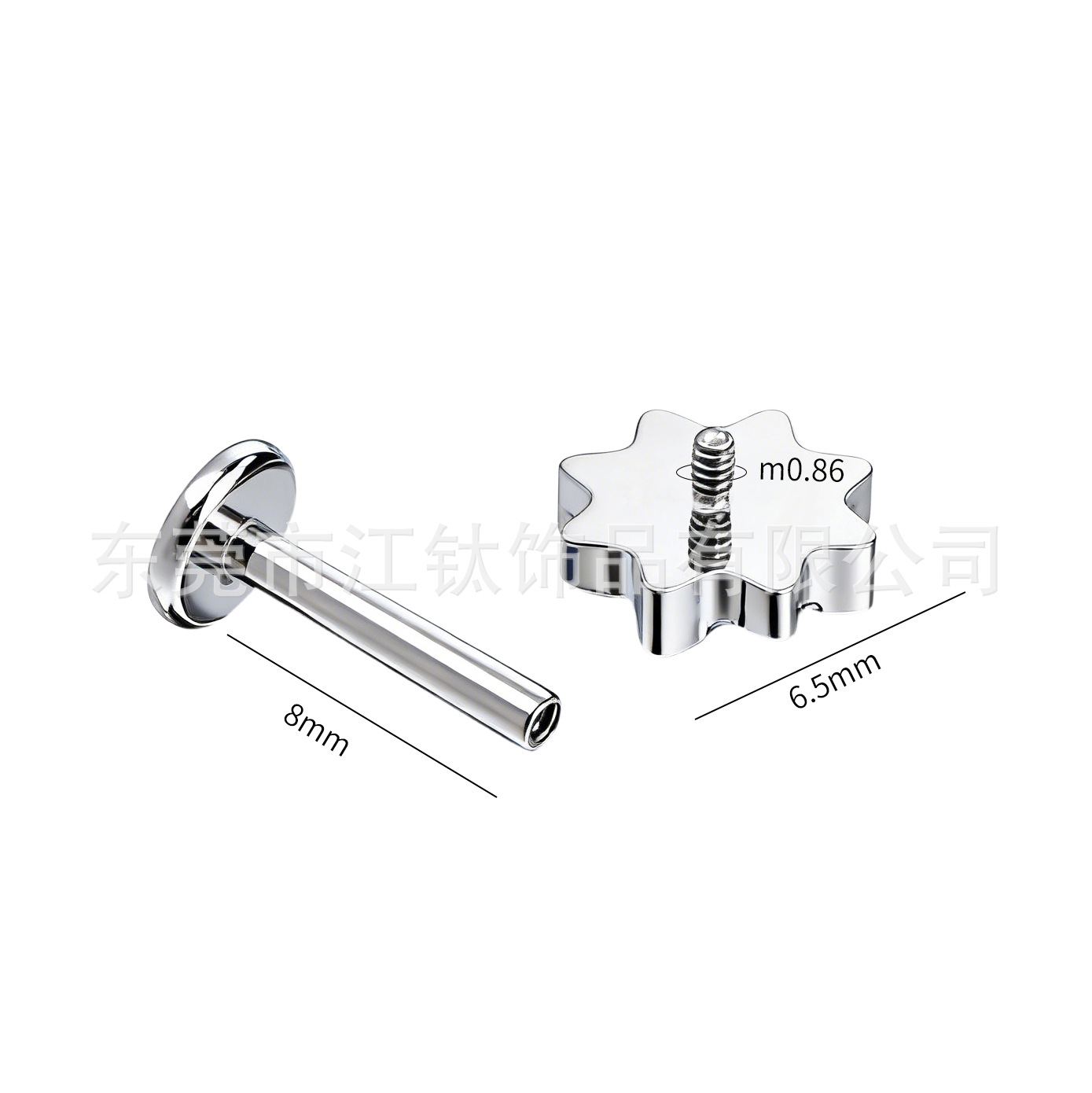 Titanium Flower Ear Stud with Zircon External Thread G23 Titanium Alloy Body Piercing Jewelry Ear Cartilage Stud - Image 2