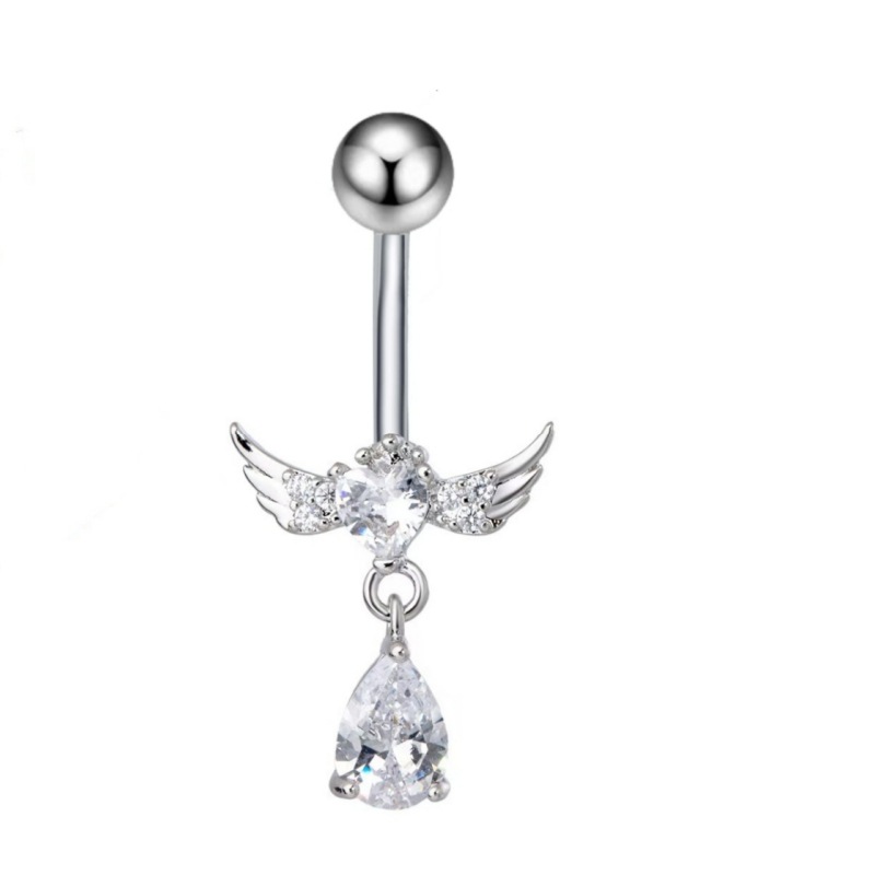 Gold Heart Stainless Steel Navel Ring Dangle Belly Button Piercing Jewelry - Image 2