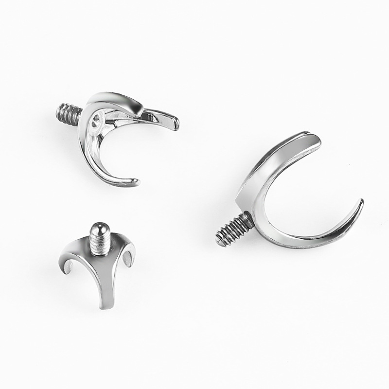 Zesen F136 Titanium Alloy Inlay Ball Three-Claw Empty Support Earring Tongue Nail G23 Titanium DIY Lip Nail Piercing Accessories - Image 3