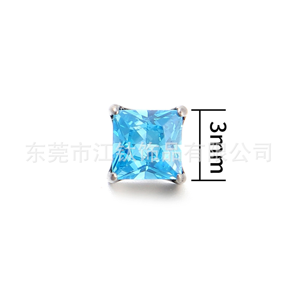 G23 Titanium Alloy Square Inlaid Zircon Earring - Cartilage Piercing Jewelry - Image 2