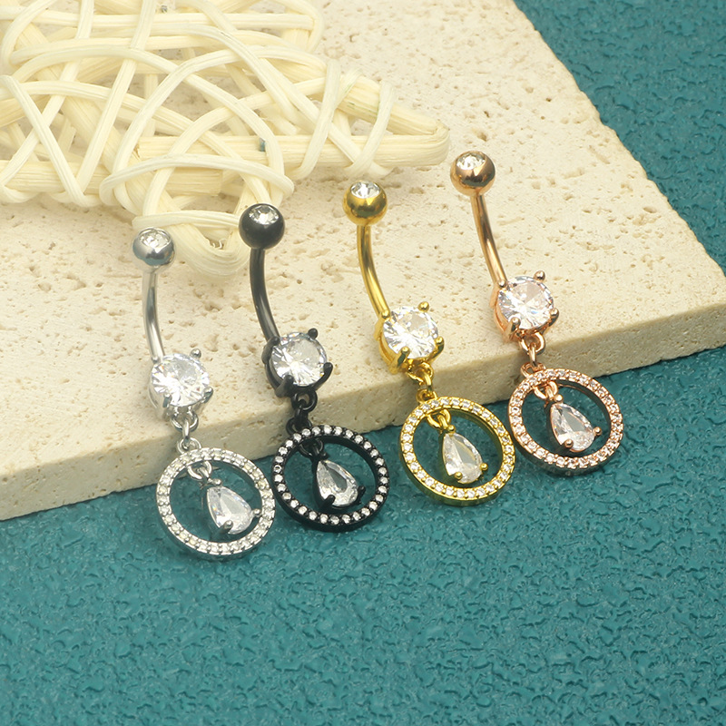 Heart Shape Zircon Belly Button Ring 316L Surgical Steel Navel Piercing Jewelry Wholesale Black - Image 3