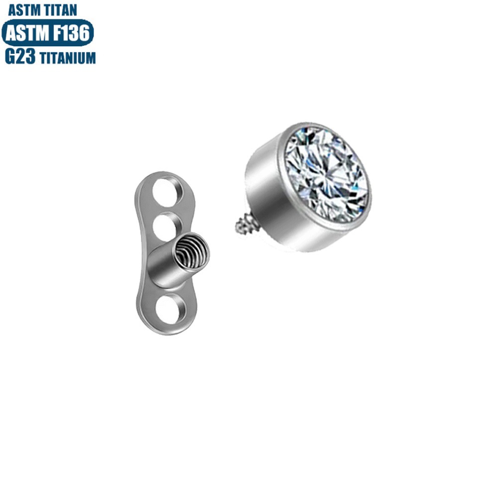 F136 Titanium Zircon Buried Nail Internal Thread Clavicle Skin Graft Nail Puncture Jewelry Human Body Implant with Base - Image 3