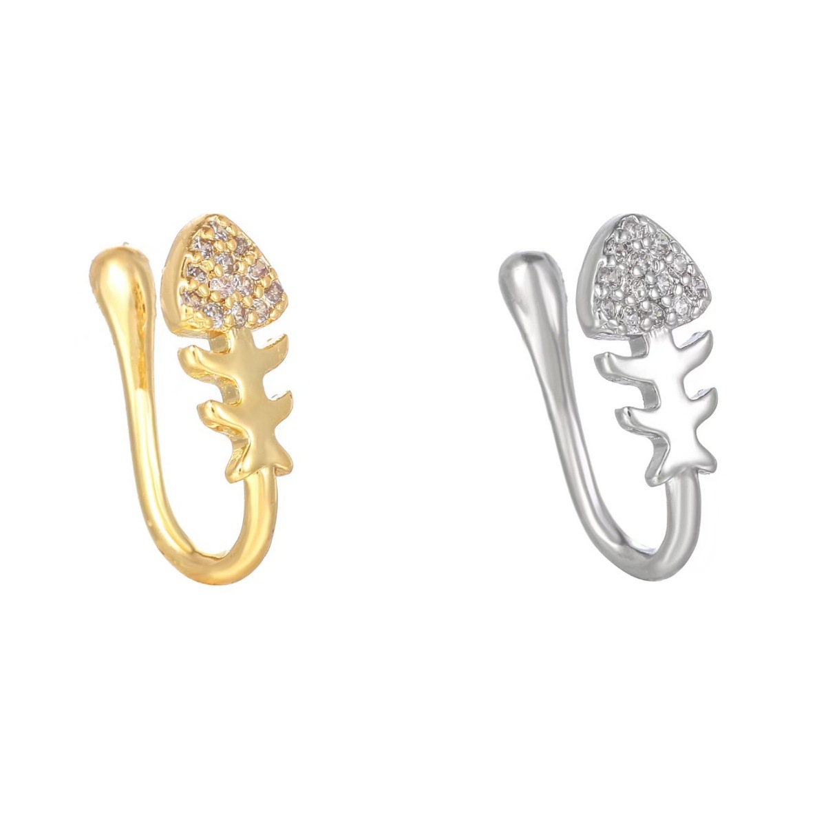 Butterfly Shape CZ Nose Clip No Piercing Fake Nose Stud Zircon Nose Ring 18K Gold Plated - Image 2