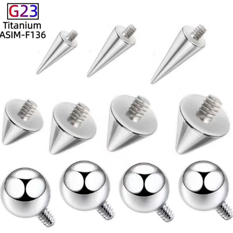 F136 Titanium Alloy External Thread Round Ball Pointed Cone G23 Replacement Head Lip Piercing Jewelry Nail DIY Accessories - Image 3