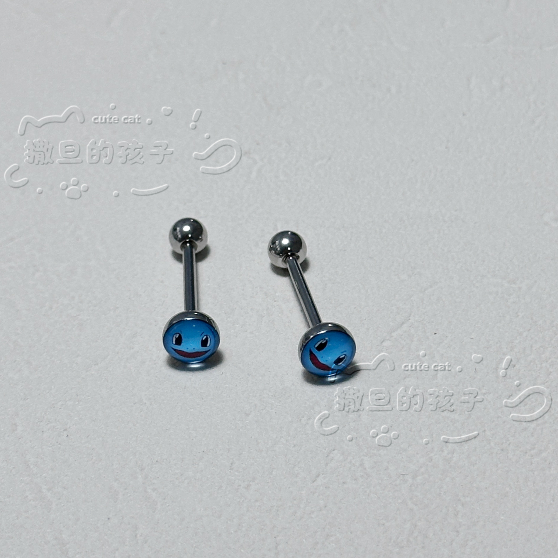 Satan's Child Squirtle Tongue Piercing - Cute Pokemon Tongue Ring with Drink Feature, 20mm Bar, 1.6mm Thick - Image 5