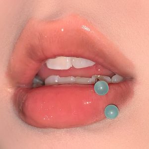 Wholesale Mint Green Lip Rings, Summer Fresh Acrylic Ear Cuffs, Titanium Steel External Thread Piercing Jewelry