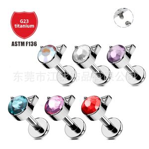 G23 Titanium Cat Ear Cartilage Stud Earring with Czech CZ Ear Piercing Jewelry