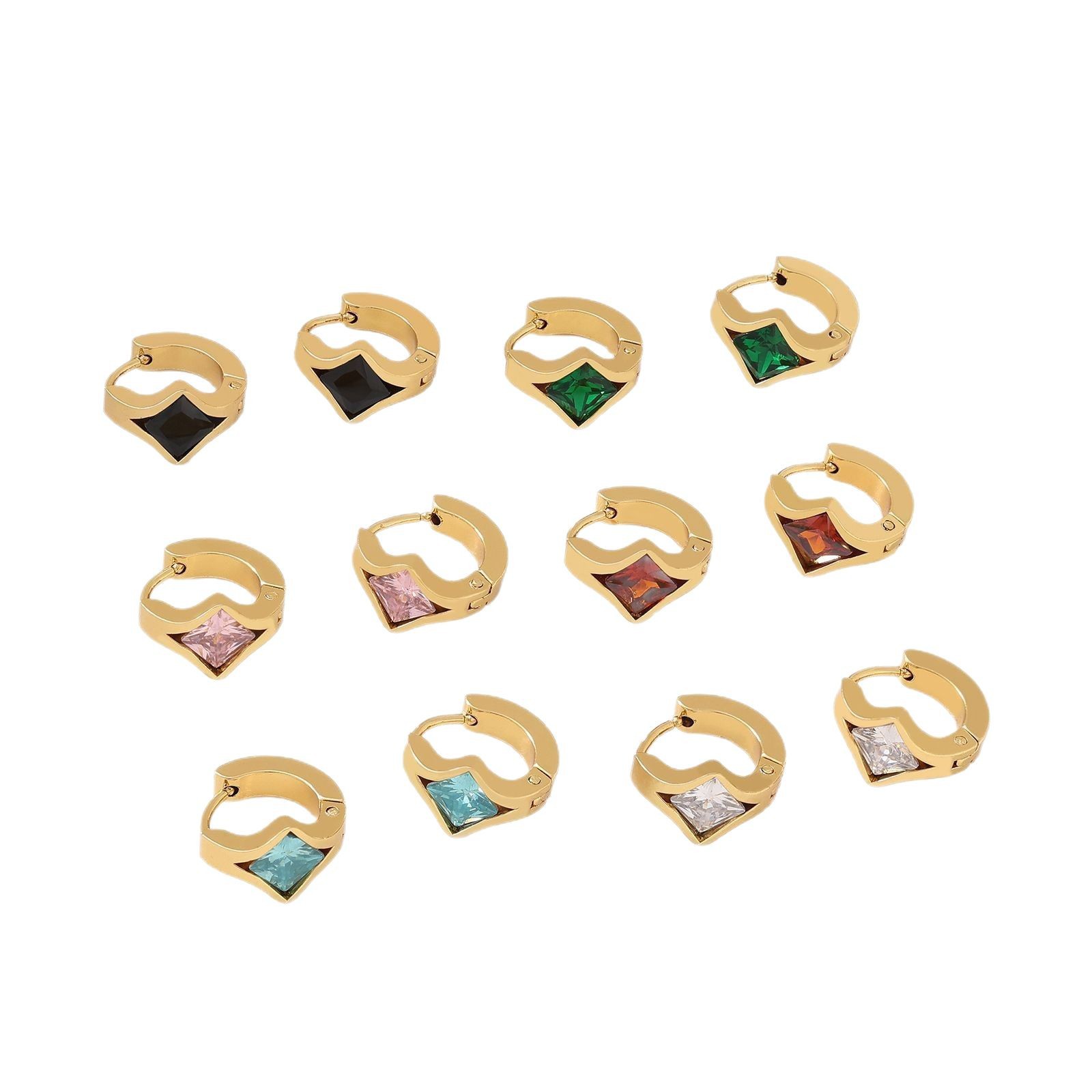 Wholesale Stainless Steel Geometric Cherry Stud Earrings Female Fashion Jewelry - Image 5