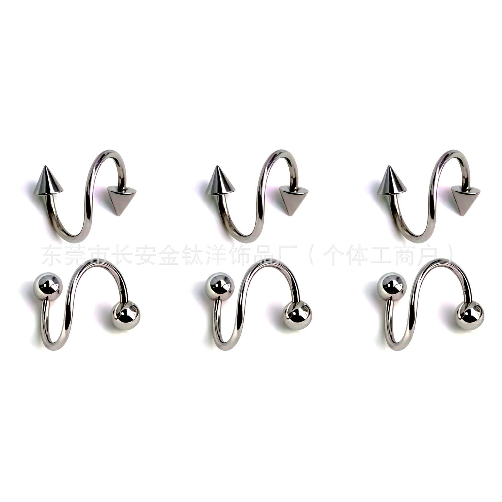 F136 Titanium External Thread S-Shaped Nose Stud Round Ball Tip Lip Stud Nose Ring Earring Ear Bone Stud G23 Titanium Alloy Piercing Jewelry - Image 5