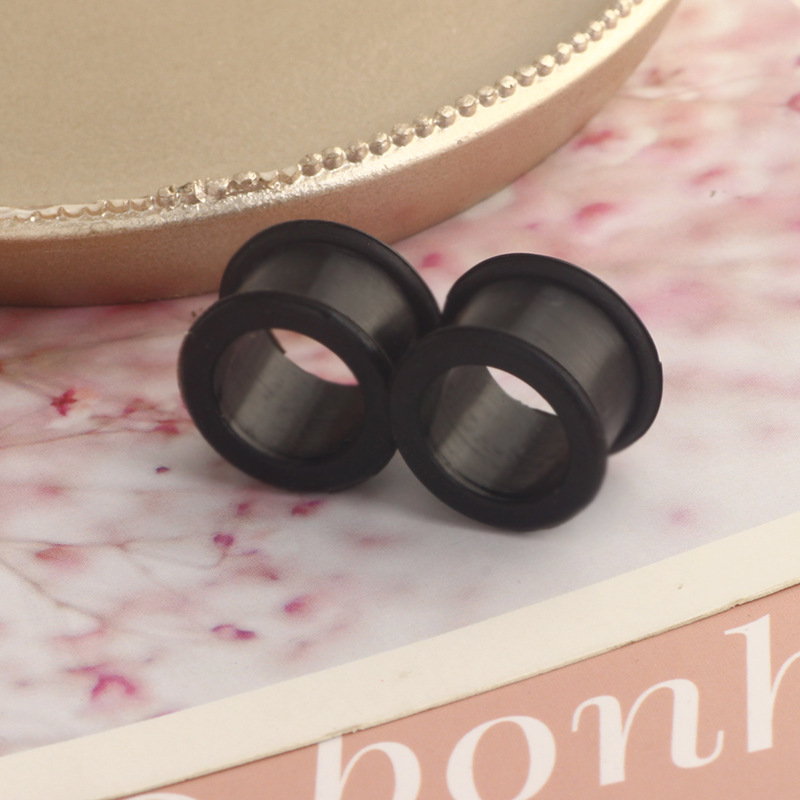 Black Wheel Silicone Auricle Ear Plug Expander 25mm - Stainless Steel Star Piercing Jewelry for EBAY Amazon WISH - Image 3