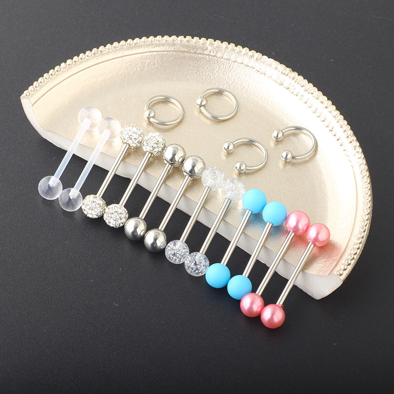 Rose Gold 16Pcs Stainless Steel Nipple Ring Set with Safety Lock Design Body Piercing Jewelry - Image 4