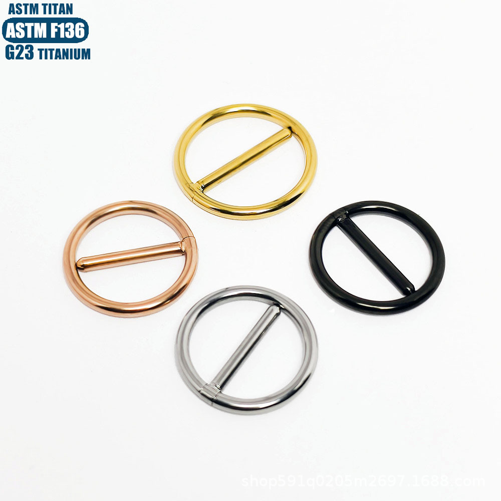 F136 Titanium Alloy Round Nipple Ring with Zircon, Rose Gold, 1.6*14mm, Body Piercing Jewelry for Nipple - Image 3