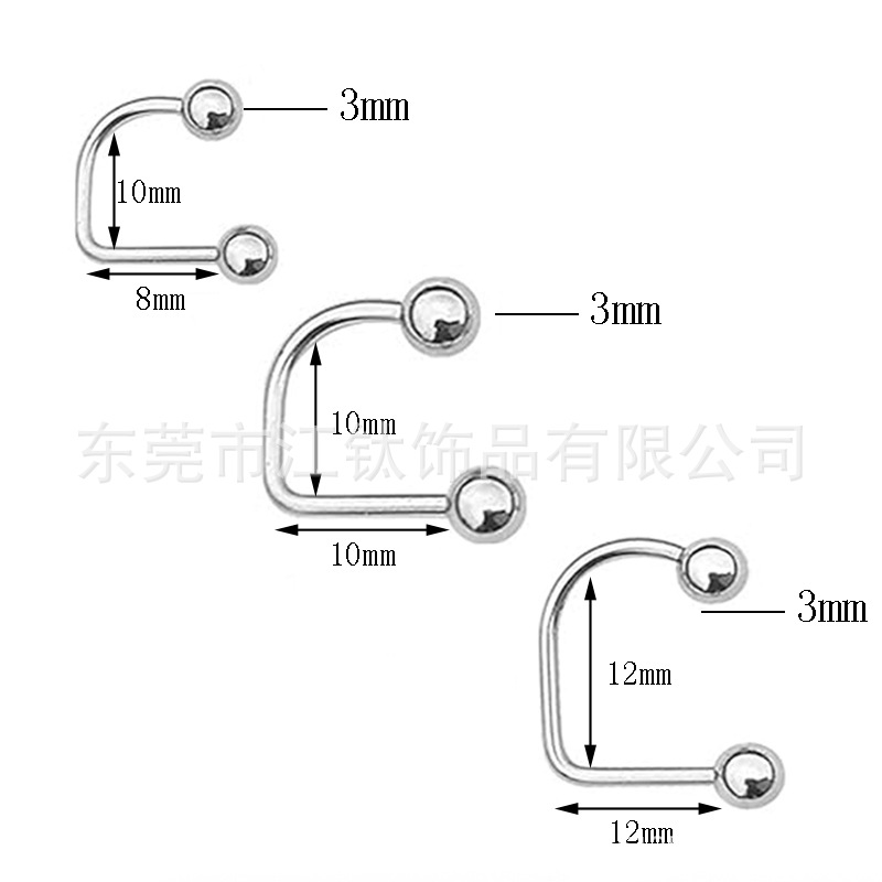 F136 Titanium Lip Nail U-Shaped Lip Ring Ball Spike Cone Nose Ring G23 Titanium Alloy Body Piercing Jewelry - Image 3