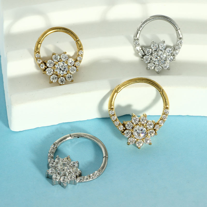 Full Body 316 Stainless Steel Claw Zircon Water Drop Flower Nose Ring Ear Bone Ring Fashion Nose Ring - Image 3