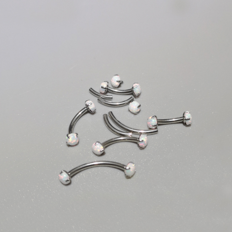 G23 Titanium Eyebrow Ring 16G Curved Barbell with Opal ASTM F136 Piercing Jewelry Inner Thread Ear Nail - Image 4
