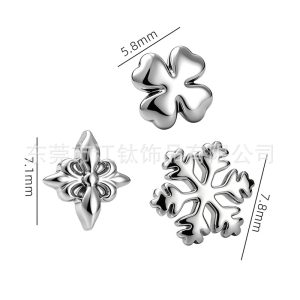 G23 Titanium Snowflake Four-Leaf Clover Iris Flower Earrings - Cartilage Stud Ear Bone Piercing Jewelry