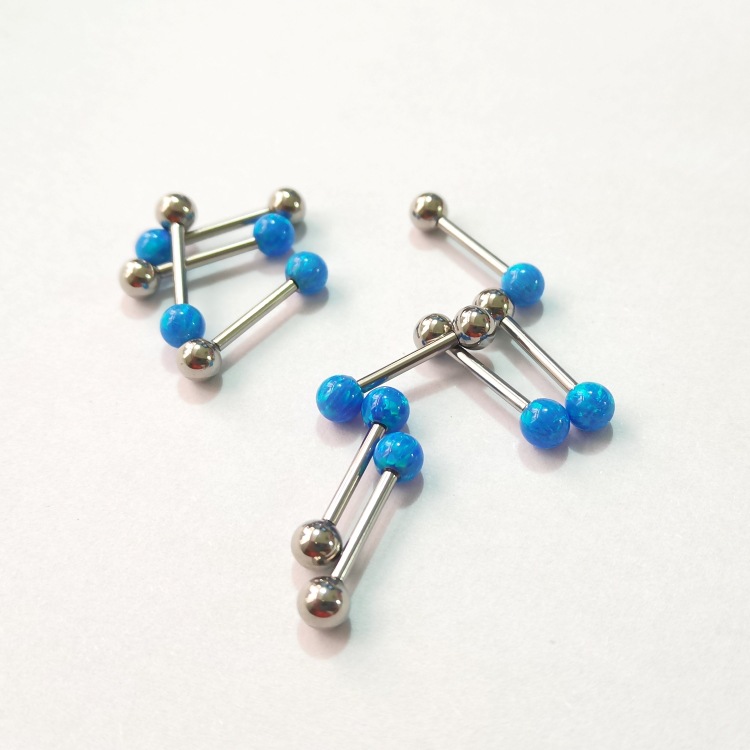 14G G23 Titanium Opal Tongue Barbell Internally Threaded Straight Bar Body Piercing Jewelry - Image 5