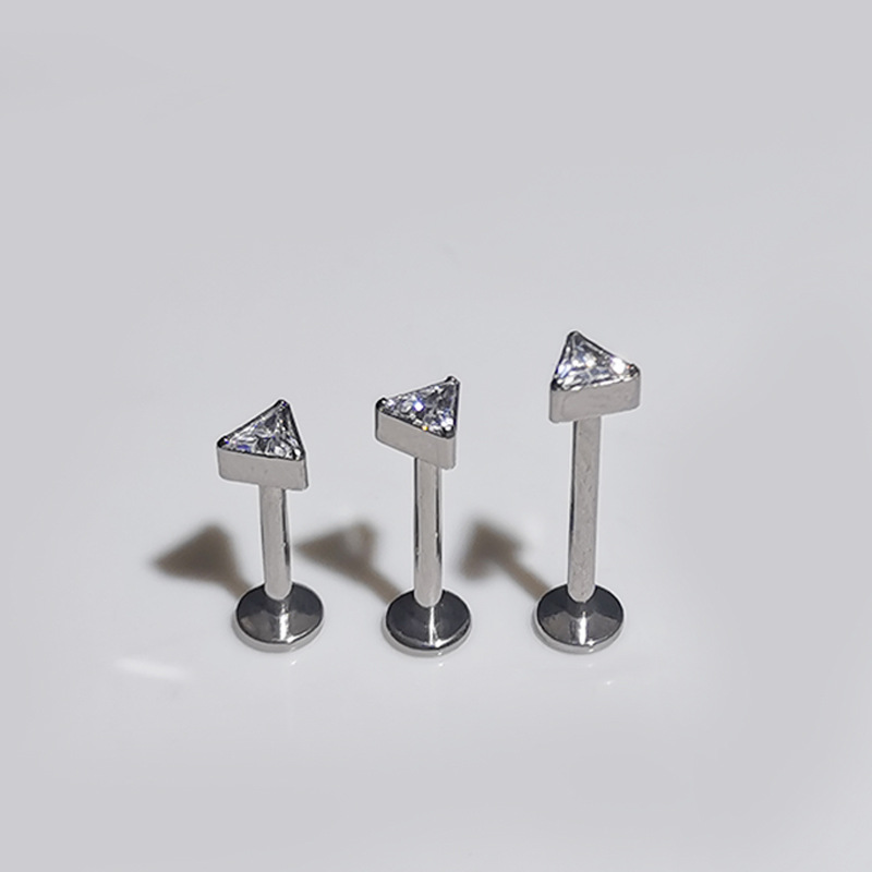 F136 Triangular Lip Nail Ear Bone Nail Zircon G23 Titanium Alloy Ear Nail Customized Piercing Jewelry - Image 4
