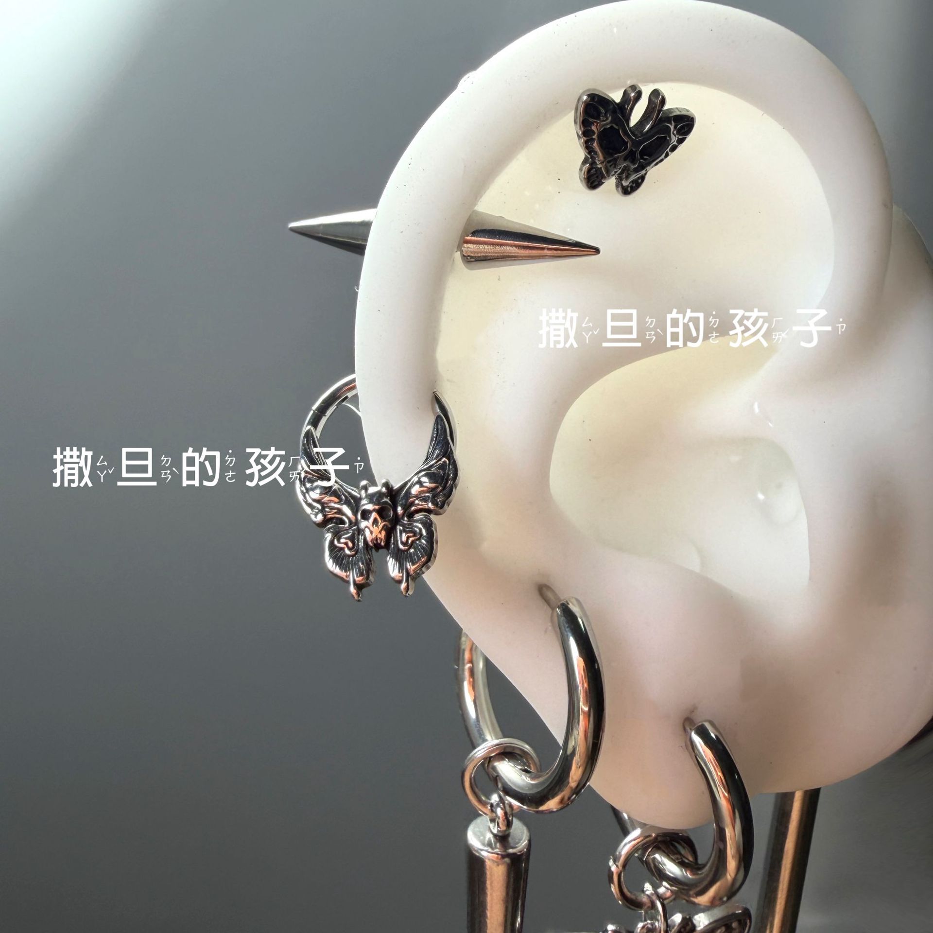 Ear Bone Studs Dark Series - Multi-Piercing Earring Set Titanium Steel Non-Fading Earrings - Image 2