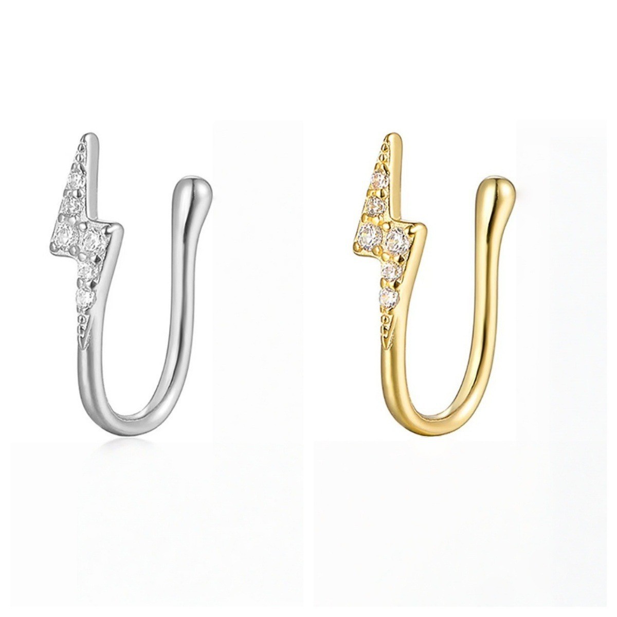 Butterfly Shape CZ Nose Clip No Piercing Fake Nose Stud Zircon Nose Ring 18K Gold Plated - Image 5