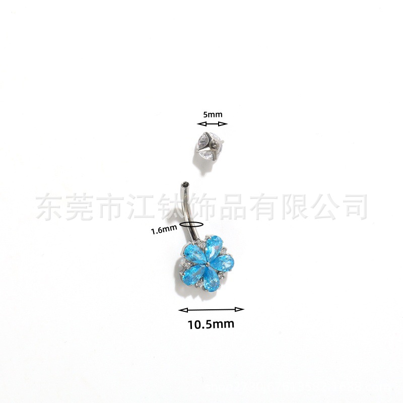 Sunflower Titanium Belly Button Ring with 5A Zircon G23 ASTM F136 Belly Piercing Jewelry - Image 3
