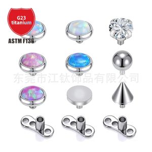 G23 Titanium Alloy Implant Nail Claw Zirconium Buried Bone Nail - 5mm Flat Back Stud Cartilage Earring