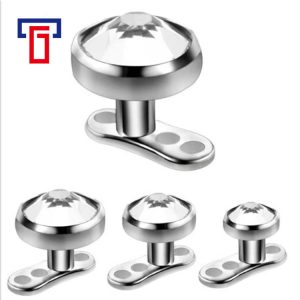 G23 Titanium Internally Threaded Buried Nail with Imported Czech Diamond Implant Base Piercing Jewelry