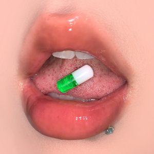 Pill Capsule Two-Color Tongue Nail Titanium Steel Acrylic External Thread European American Piercing Jewelry Wholesale