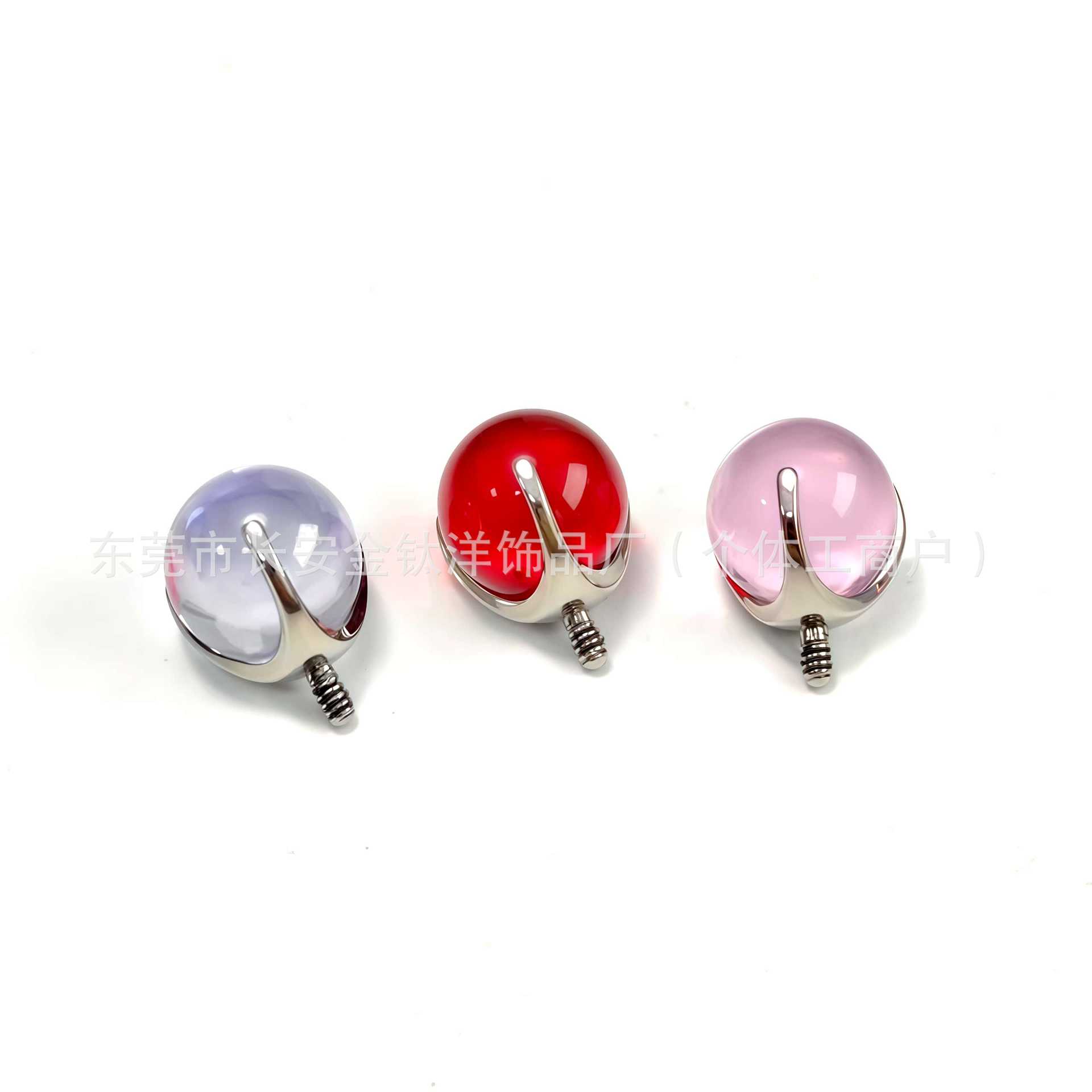 F136 Titanium Round Ball Three-Claw Glass Ball Lip Nail Tongue Nail Ear Nail G23 Titanium Alloy Body Piercing Jewelry Ear Bone Nail - Image 4