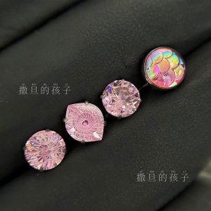 F136 Titanium Tongue Piercing White Peach Princess Sparkle Star Cut Internal Thread Tongue Barbell