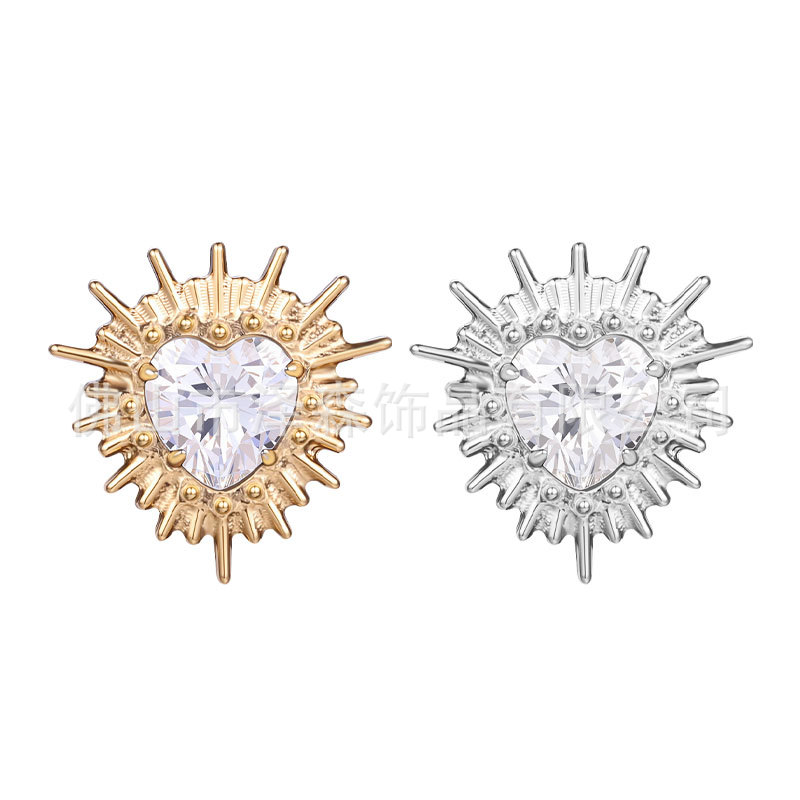 F136 Titanium Alloy Sea Urchin Ear Studs with Zirconia - Gold Cartilage Earring for Women - Image 5