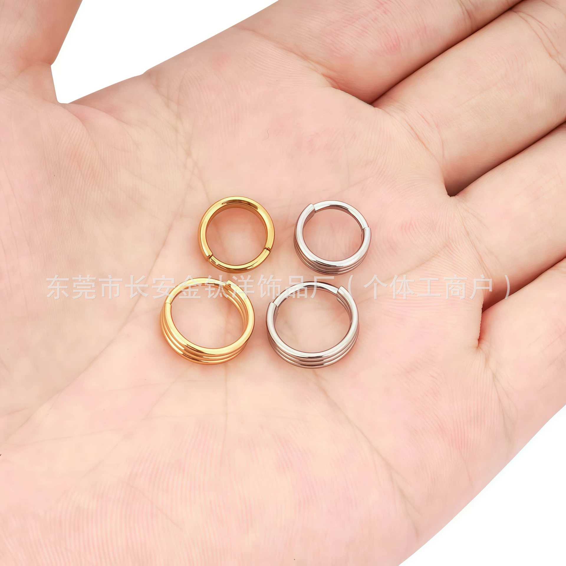 F136 Titanium Earrings Three-Layer Closed Ring Pinless Nose Ring Seamless Ring G23 Titanium Alloy Piercing Jewelry Ear Bone Ring - Image 3