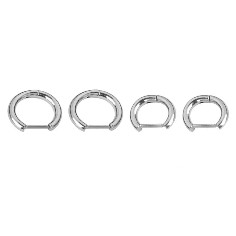 F136 Titanium Alloy Straight Needle Earrings D-Ring Nose Ring Ear Clip Polished D-Shaped Ear Studs Hoops Cartilage Rings - Image 3